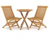 vidaXL Ensemble à manger de jardin 3 pcs Bois de teck massif