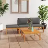 vidaXL Salon de jardin 4 pcs avec coussins gris Bois de teck solide