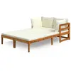 vidaXL Chaises longues avec coussins blanc crème 2 pcs Acacia solide
