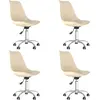 vidaXL Chaises pivotantes à manger lot de 4 Crème Tissu