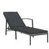 vidaXL Chaise longue de jardin avec coussin Résine tressée Gris
