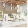 vidaXL Chaises longues 2 pcs avec table résine tressée marron