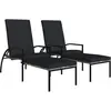 vidaXL Chaises longues avec repose-pied 2 pcs Résine tressée Gris