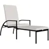 vidaXL Chaise longue avec repose-pied Résine tressée Noir