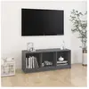 vidaXL Meuble TV Gris 104x33x41 cm Bois de pin massif