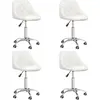 vidaXL Chaises pivotantes à manger lot de 4 Blanc Similicuir