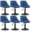 vidaXL Chaises pivotantes à manger lot de 6 bleu velours