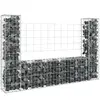 vidaXL Panier de gabion en forme de U avec 2 poteaux Fer 140x20x100 cm