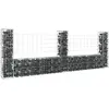 vidaXL Panier de gabion en forme de U avec 3 poteaux Fer 260x20x100 cm