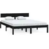 vidaXL Vidaxl Cadre De Lit Noir Bois De Pin Massif 150x200 Cm Uk King