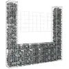 vidaXL Panier de gabion en forme de U avec 2 poteaux Fer 140x20x150 cm