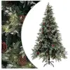 vidaXL Sapin de Noël pré-éclairé pommes de pin vert blanc 195cm PVC PE