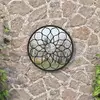 vidaXL Miroir de jardin Noir 60x3 cm Fer Rond utilisation extérieure