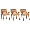 vidaXL Chaises à manger de jardin avec coussins lot de 3 Acacia massif