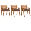 vidaXL Chaises à manger de jardin avec coussins lot de 3 Acacia massif