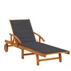 vidaXL Chaise longue de jardin avec coussin Bois d'acacia solide