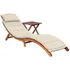 vidaXL Chaise longue de jardin avec table et coussin Bois d'acacia