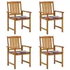 vidaXL Chaises de jardin avec coussins 4 pcs Bois d'acacia massif
