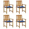 vidaXL Chaises de jardin avec coussins 4 pcs Bois d'acacia massif