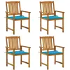 vidaXL Chaises de jardin avec coussins 4 pcs Bois d'acacia massif