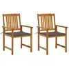 vidaXL Chaises de jardin avec coussins 2 pcs Bois d'acacia massif
