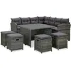 vidaXL Salon de jardin 6 pcs avec coussins Résine tressée Gris