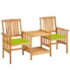 vidaXL Chaises de jardin avec table à thé et coussins Acacia solide
