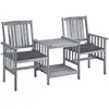 vidaXL Chaises de jardin avec table à thé et coussins Acacia solide