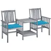 vidaXL Chaises de jardin avec table à thé et coussins Acacia solide