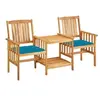 vidaXL Chaises de jardin avec table à thé et coussins Acacia solide