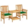 vidaXL Chaises de jardin avec table à thé et coussins Acacia solide