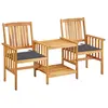 vidaXL Chaises de jardin avec table à thé et coussins Acacia solide