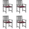 vidaXL Chaises de jardin avec coussins 4 pcs Gris Bois d'acacia massif