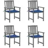 vidaXL Chaises de jardin avec coussins 4 pcs Gris Bois d'acacia massif