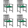 vidaXL Chaises de jardin avec coussins 4 pcs Gris Bois d'acacia massif