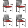 vidaXL Chaises de jardin avec coussins 4 pcs Gris Bois d'acacia massif