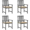 vidaXL Chaises de jardin avec coussins 4 pcs Gris Bois d'acacia massif