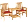 vidaXL Chaises de jardin avec table à thé et coussins Acacia solide