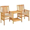 vidaXL Chaises de jardin avec table à thé et coussins Acacia solide