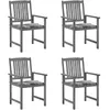 vidaXL Chaises de jardin avec coussins 4 pcs Gris Bois d'acacia massif