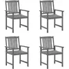 vidaXL Chaises de jardin avec coussins 4 pcs Gris Bois d'acacia massif