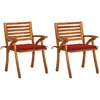 vidaXL Chaises à dîner de jardin avec coussins 3 pcs Acacia massif