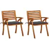 vidaXL Chaises à dîner de jardin avec coussins 3 pcs Acacia massif
