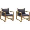 vidaXL Chaises de jardin avec coussins 2 pcs Bambou