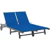 vidaXL Chaise longue de jardin 2 places avec coussin Gris Acacia