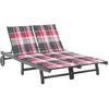 vidaXL Chaise longue de jardin 2 places avec coussin Gris Acacia