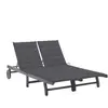 vidaXL Chaise longue de jardin 2 places avec coussin Gris Acacia