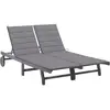 vidaXL Chaise longue de jardin 2 places avec coussin Gris Acacia
