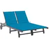 vidaXL Chaise longue de jardin 2 places avec coussin Gris Acacia
