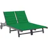 vidaXL Chaise longue de jardin 2 places avec coussin Gris Acacia